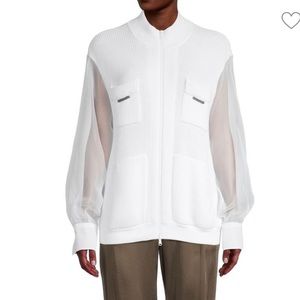 BRUNELLO CUCINELLI
Mesh Sleeve Ribbed Knit Jacket new with tags